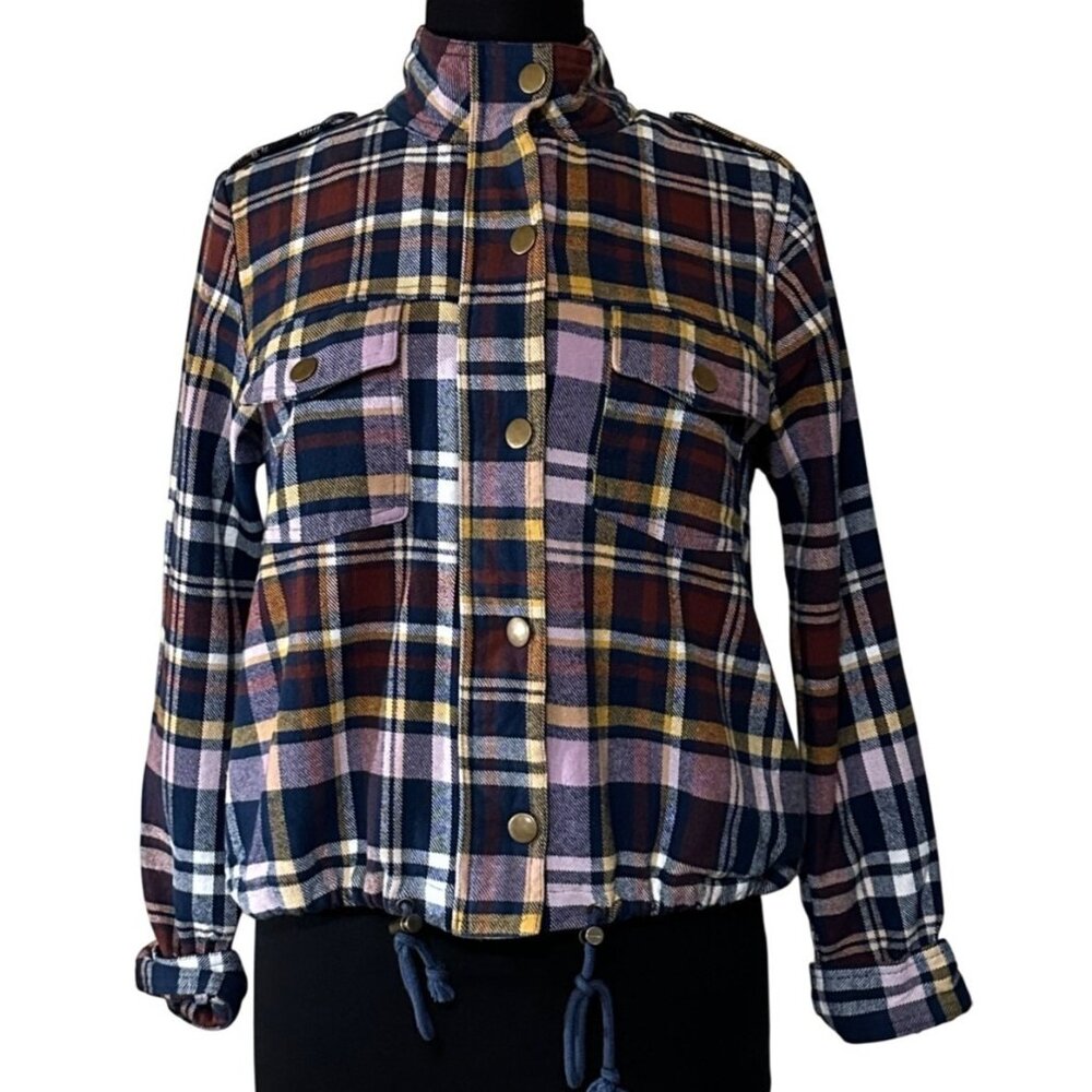 Women's Copper Key Brand Button-Down Casual Shirt Plaid Cotton Junior's Size M